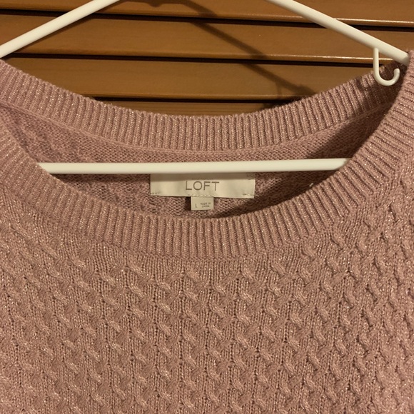 FREE WITH PURCHASE! Loft pink and silver metallic crewneck sweater - Picture 2 of 3